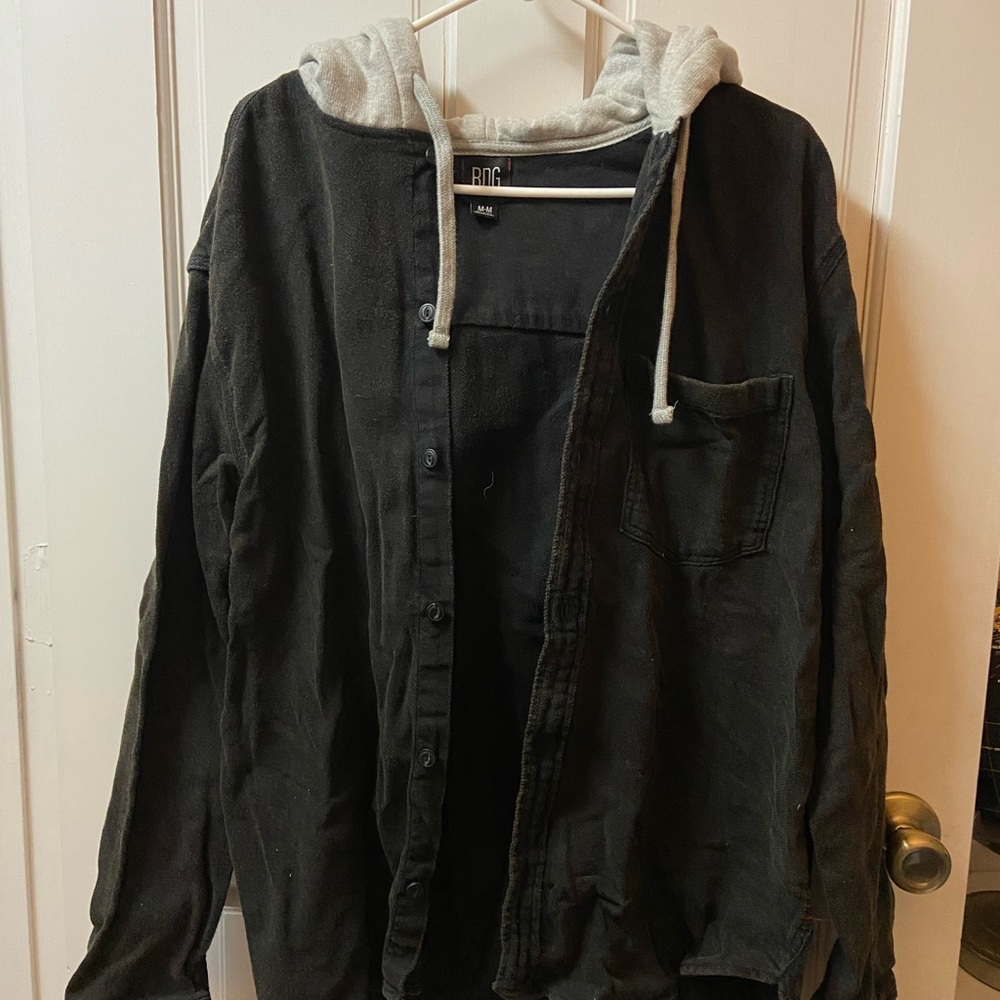 BDG Urban Outfitters Hooded Flannel Shirt Jacket